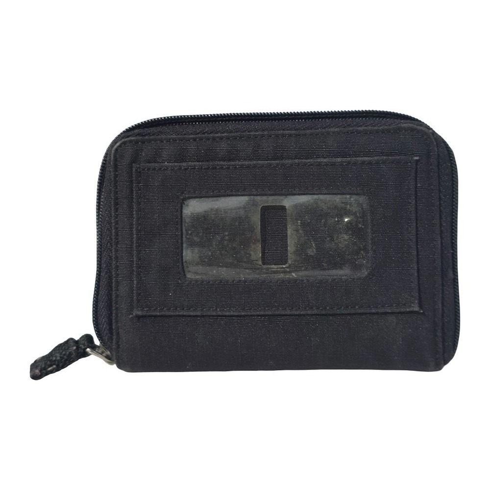 TOMMY HILFIGER Wallet Womens Compact Black‎ Excellent Zip Around Canvas ID